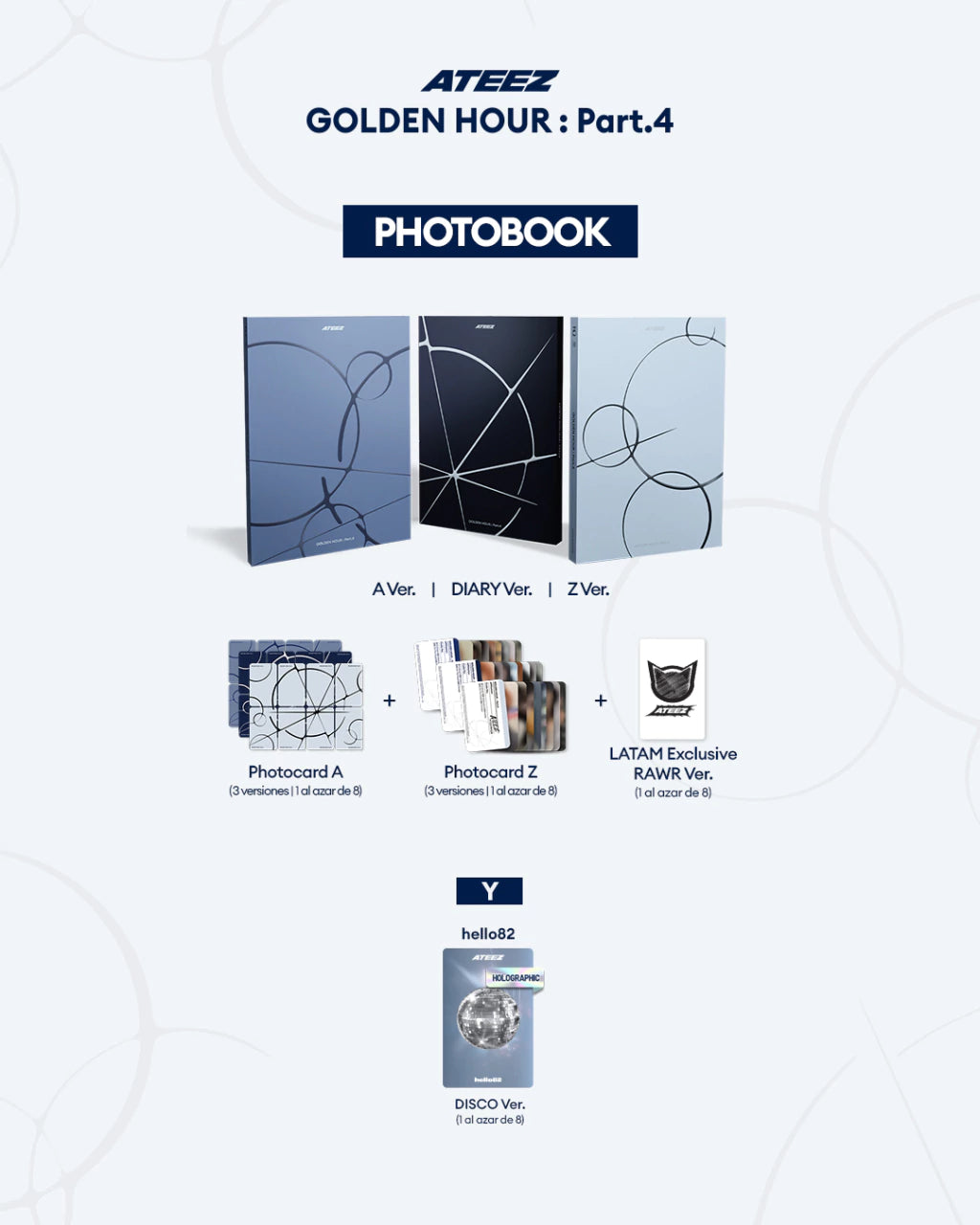 ATEEZ 13th Mini Album GOLDEN HOUR : Part.4 Photobook Ver. con Beneficio de hello82 Exclusive + LATAM Exclusive PREVENTA